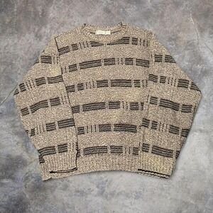 Vintage 90s Bugle Boy Striped Knit Sweater Made in USA - Size Large